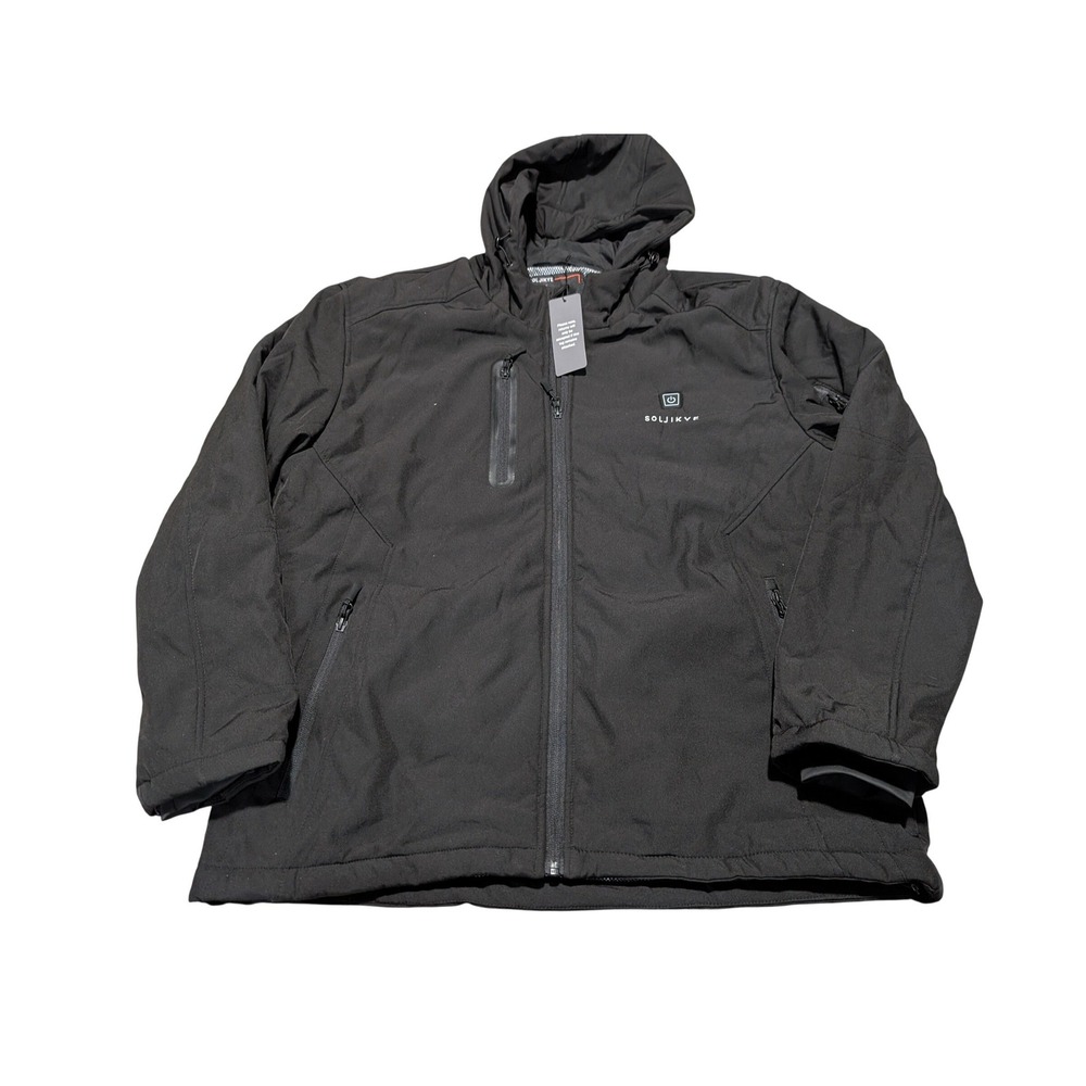 Soljikye‎ Heated Jacket Mens XL Black Softshell Hooded Coat Electric No Battery